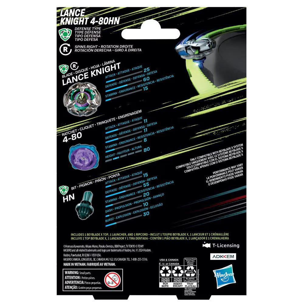 Hasbro Beyblade X Lance Knight 4-80HN Starter Pack Set