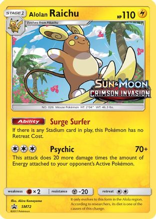 Image of Alolan Raichu SM72  - Holofoil SM Promos - Promo