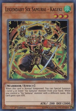 Image of Legendary Six Samurai - Kageki (SPWA-EN043) - Spirit Warriors 1st Edition