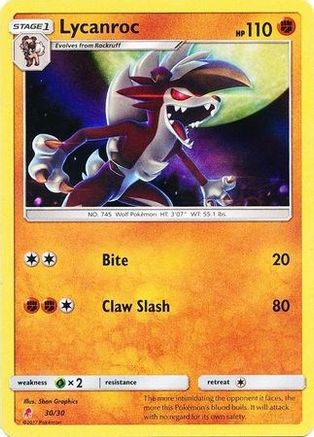Image of Lycanroc (#30 Holofoil) 030  - Holofoil SM Trainer Kit Lycanroc & Alolan Raichu - Uncommon