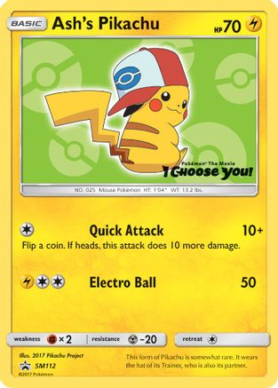 Image of Ash's Pikachu SM112  SM Promos - Promo