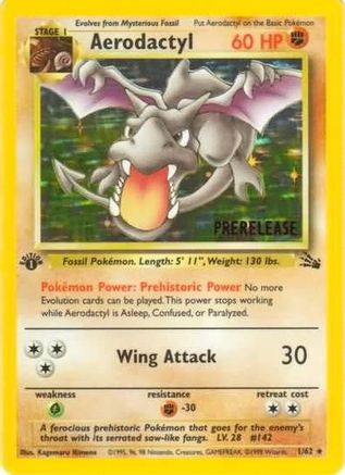 Image of Aerodactyl (Prerelease) 001/62  - 1st Edition Holofoil WoTC Promo - Promo