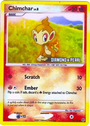 Image of Chimchar 076/130  - Reverse Holofoil Burger King Promos - Promo
