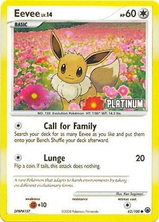 Image of Eevee 062/100  - Reverse Holofoil Burger King Promos - Promo