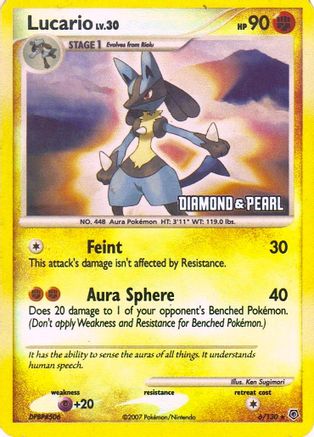 Image of Lucario 006/130  - Reverse Holofoil Burger King Promos - Promo