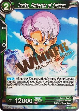 Image of Trunks, Protector of Children (Winner Stamped) (BT1-069) - Tournament Promotion Cards