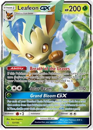Image of Leafeon GX 013/156  - Holofoil SM  Ultra Prism - Ultra Rare