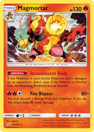 Image of Magmortar 019  - Reverse Holofoil SM  Ultra Prism - Holo Rare