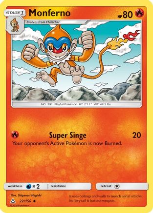 Image of Monferno 022/156  - Reverse Holofoil SM  Ultra Prism - Uncommon