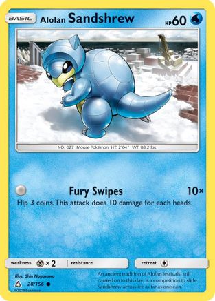 Image of Alolan Sandshrew 028/156  - Reverse Holofoil SM  Ultra Prism - Common