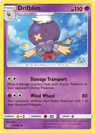Image of Drifblim 052/156  SM  Ultra Prism - Uncommon