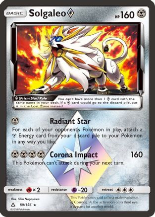 Image of Solgaleo Prism Star 089/156  - Holofoil SM  Ultra Prism - Prism Rare