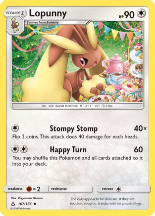 Image of Lopunny 107/156  - Reverse Holofoil SM  Ultra Prism - Uncommon