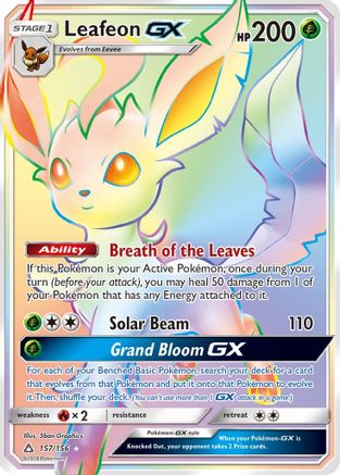 Image of Leafeon GX (Secret Rare) 157  - Holofoil SM  Ultra Prism - Secret Rare