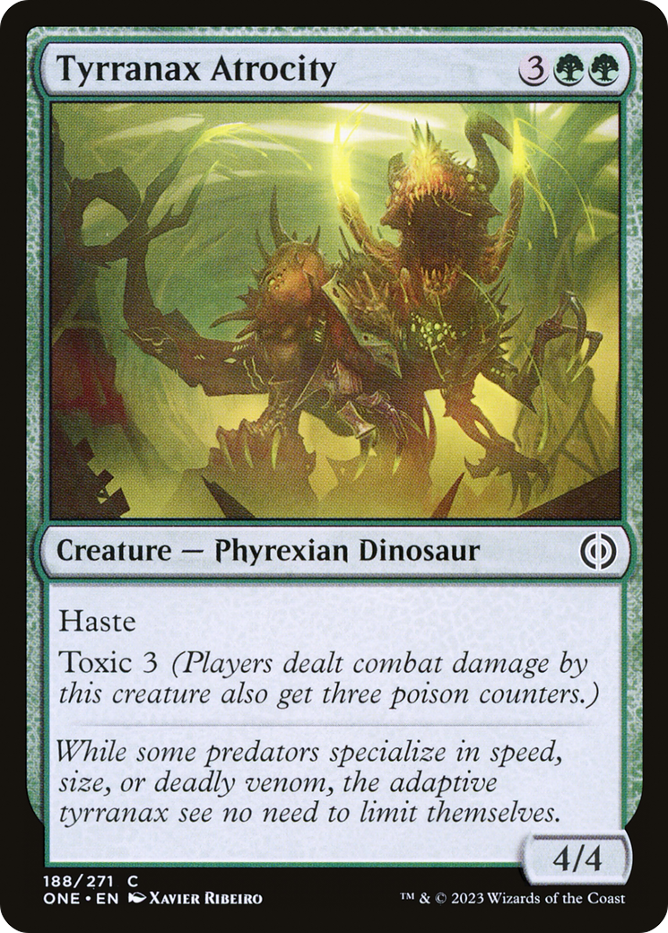 Image of Tyrranax Atrocity (ONE-188) - Phyrexia: All Will Be One Foil
