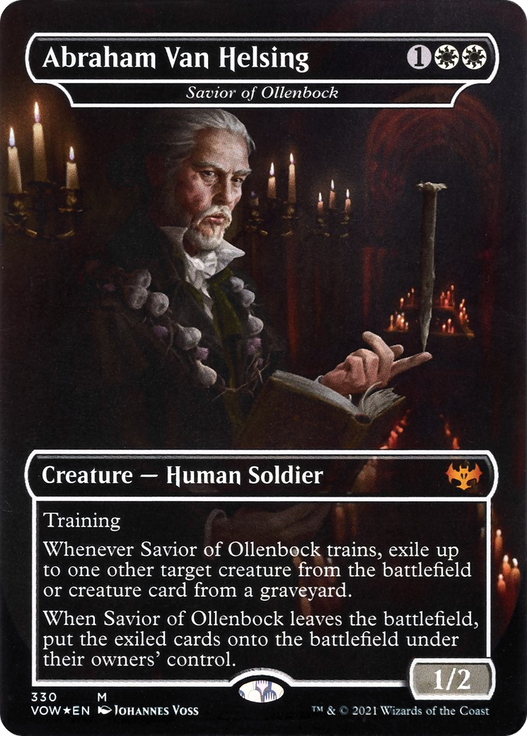 Image of Abraham Van Helsing - Savior of Ollenbock (VOW-330) - Innistrad: Crimson Vow / Abraham Van Helsing (Borderless) Foil