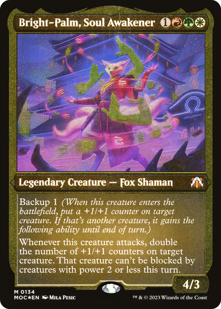Image of Bright-Palm, Soul Awakener (MOC-134) - March of the Machine Commander Etched Foil