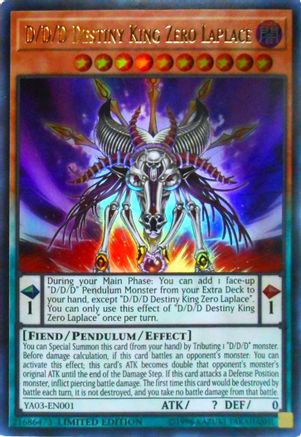 Image of D/D/D Destiny King Zero Laplace (YA03-EN001) - Yu-Gi-Oh! ARC-V Promo Cards Limited