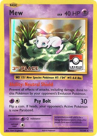 Image of Mew (League Challenge) [3rd Place] 053/108  - Holofoil League & Championship Cards - Promo
