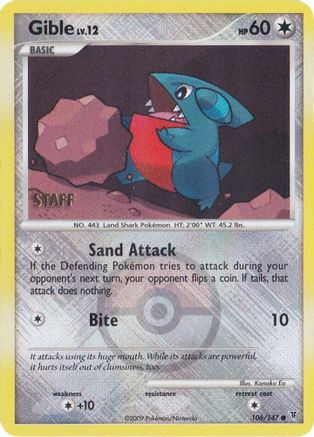 Image of Gible (Championship Promo) [Staff] 106/147  - Reverse Holofoil League & Championship Cards - Promo