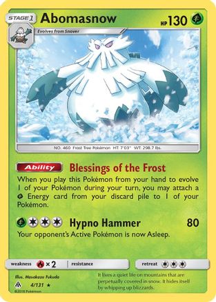 Image of Abomasnow 004  - Reverse Holofoil SM  Forbidden Light - Rare