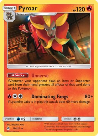 Image of Pyroar 019  - Holofoil SM  Forbidden Light - Holo Rare