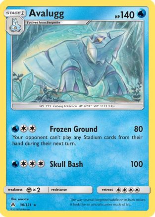 Image of Avalugg 030  - Reverse Holofoil SM  Forbidden Light - Rare
