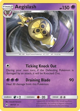 Image of Aegislash 049  - Reverse Holofoil SM  Forbidden Light - Rare