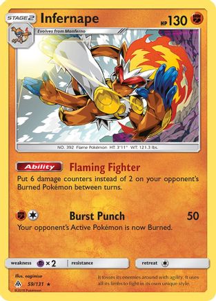 Image of Infernape 059/131  - Reverse Holofoil SM  Forbidden Light - Holo Rare