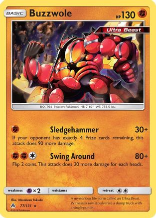 Image of Buzzwole 077/131  - Reverse Holofoil SM  Forbidden Light - Rare