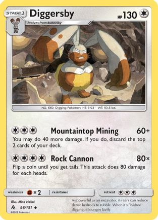 Image of Diggersby 098  - Reverse Holofoil SM  Forbidden Light - Uncommon