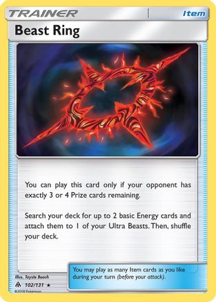 Image of Beast Ring 102/131  - Reverse Holofoil SM  Forbidden Light - Rare