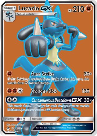 Image of Lucario GX (Full Art) 122  - Holofoil SM  Forbidden Light - Ultra Rare