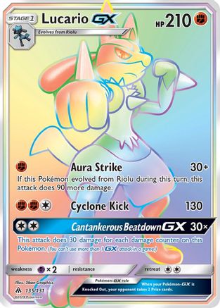 Image of Lucario GX (Secret) 135  - Holofoil SM  Forbidden Light - Secret Rare