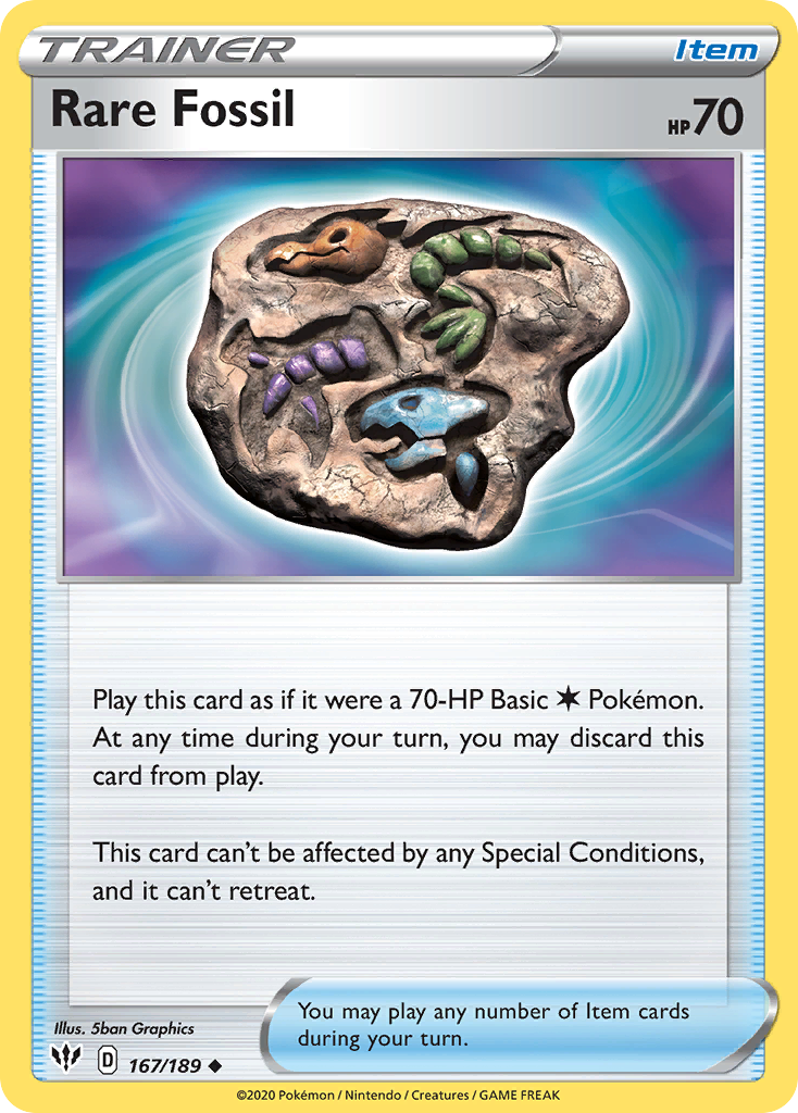 Image of Rare Fossil 167/189  - Reverse Holofoil SWSH03 Darkness Ablaze - Uncommon