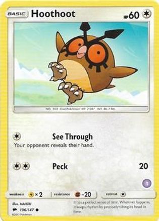 Image of Hoothoot (1) 106  SM Trainer Kit Alolan Sandslash & Alolan Ninetales - Common