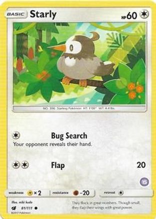 Image of Starly (15) 081  SM Trainer Kit Alolan Sandslash & Alolan Ninetales - Common