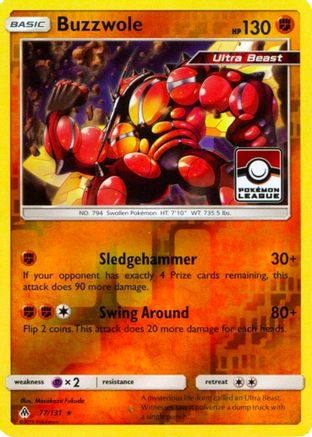 Image of Buzzwole 077/131  - Reverse Holofoil League & Championship Cards - Promo