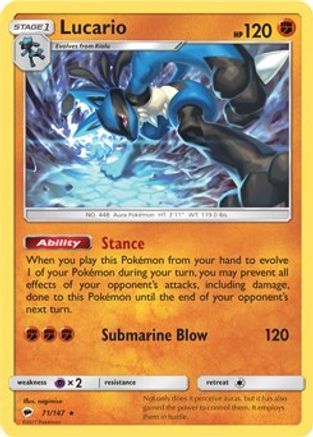 Image of Lucario (SM - Burning Shadows) 071  Deck Exclusives - Rare