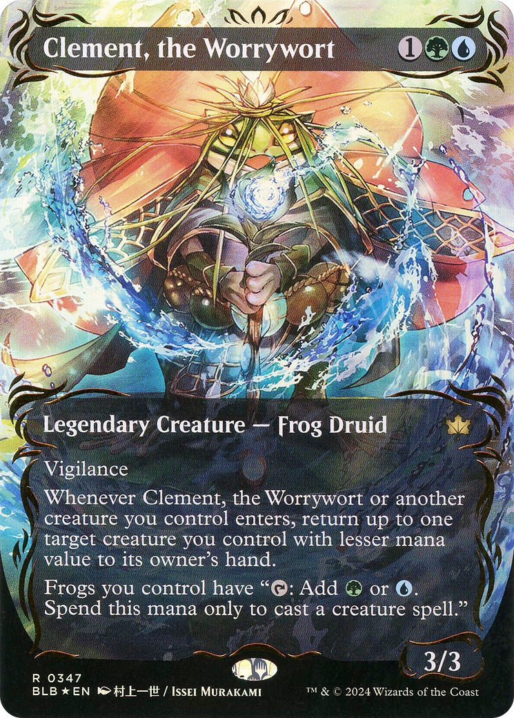 Image of Clement, the Worrywort (Borderless) (Raised Foil) (BLB-347) - Bloomburrow: (Showcase) (Borderless) Foil