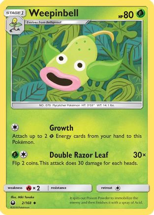 Image of Weepinbell 002/168  - Reverse Holofoil SM  Celestial Storm - Uncommon
