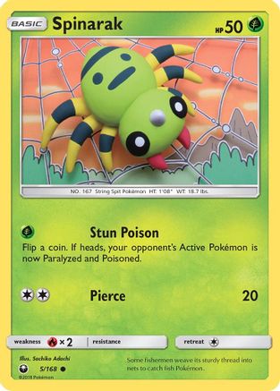 Image of Spinarak 005/168  - Reverse Holofoil SM  Celestial Storm - Common