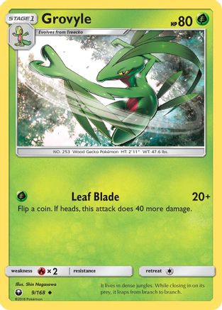 Image of Grovyle 009/168  - Reverse Holofoil SM  Celestial Storm - Uncommon