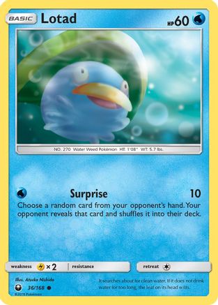 Image of Lotad 036/168  - Reverse Holofoil SM  Celestial Storm - Common