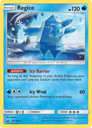 Image of Regice 045/168  - Reverse Holofoil SM  Celestial Storm - Rare