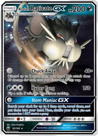 Image of Alolan Raticate GX 085/168  - Holofoil SM  Celestial Storm - Ultra Rare