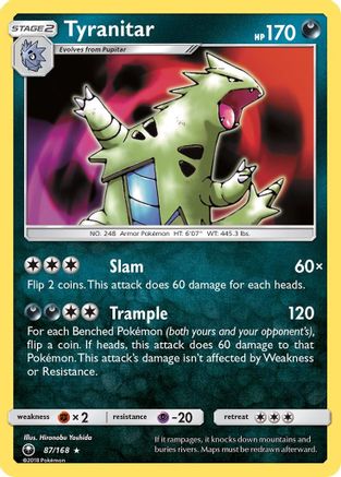 Image of Tyranitar 087/168  - Holofoil SM  Celestial Storm - Holo Rare