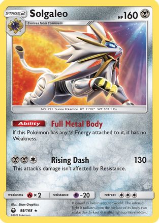 Image of Solgaleo 099/168  - Holofoil SM  Celestial Storm - Holo Rare