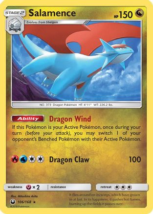 Image of Salamence 106/168  - Holofoil SM  Celestial Storm - Holo Rare