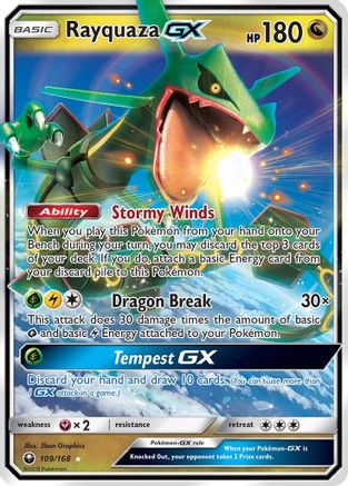 Image of Rayquaza GX 109/168  - Holofoil SM  Celestial Storm - Ultra Rare